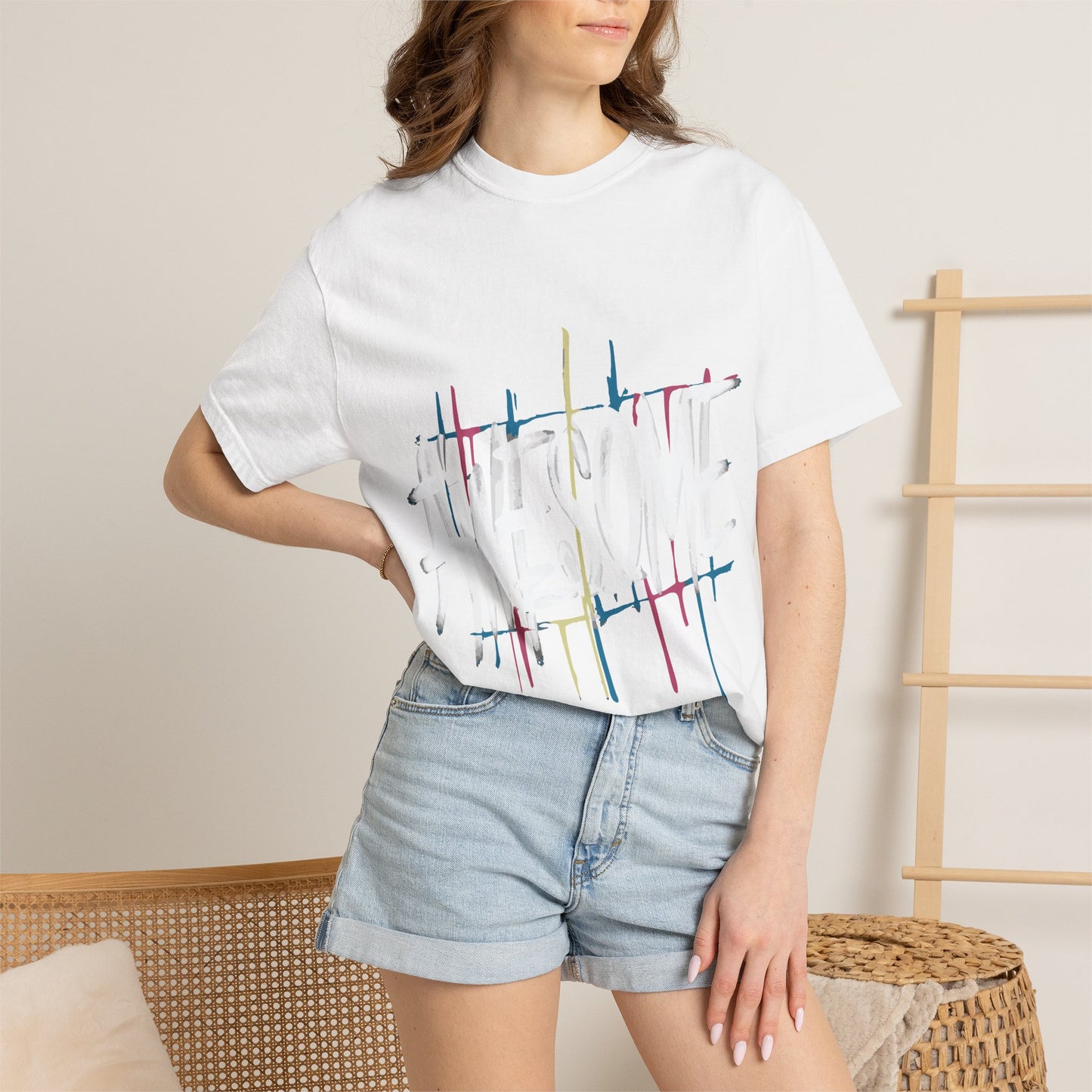 Abstract Paint Drip T-Shirt — Minimalist Colorful Brushstroke Tee