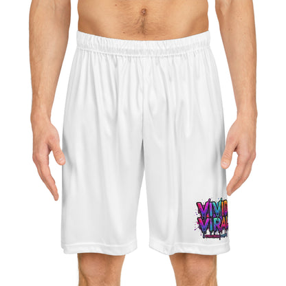 Vivid Viral Basketball Shorts — Colorful Graffiti Logo Athletic Shorts